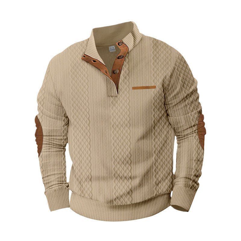 Comfortable knitted sweater for men with a structured design and stylish leather applications Lune London