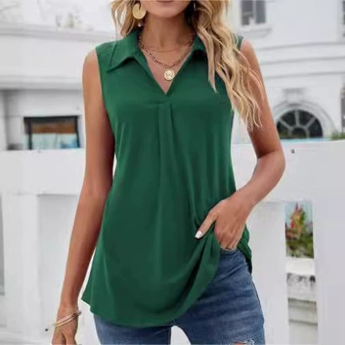 Women sleeveless blouse with structured buttons Lune London