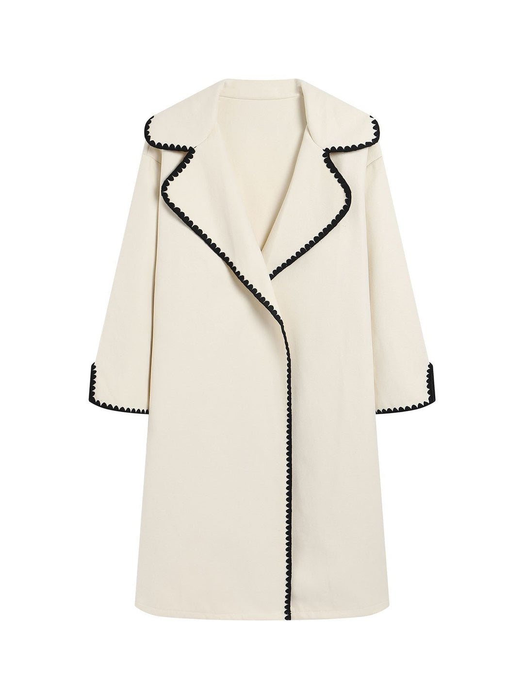 Amarae | Windbreaker - Wool texture - Plus size fit - Open front - Embroidered lapel