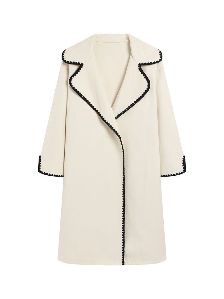 Amarae | Windbreaker - Wool texture - Plus size fit - Open front - Embroidered lapel