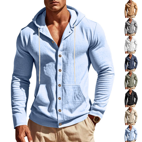 Men's hooded shirt with button placket and practical pockets Chic and style