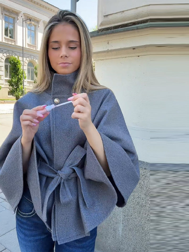 Ladies modern cape with waist belt Lune London