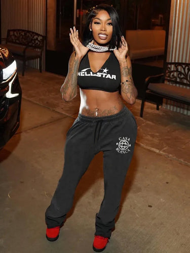 Elegant sports pants for women with decorative logo Amarae