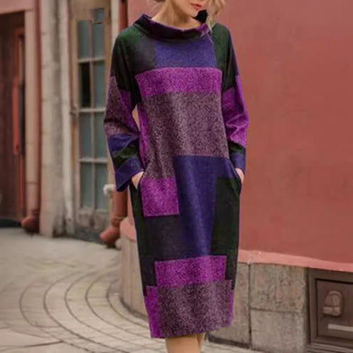 Amarae oversized dress for women with geometric patchwork design