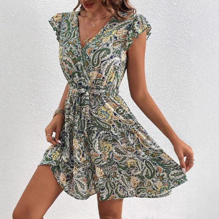 Ladies Mini Dress Printed Paisley Fluid Lune London