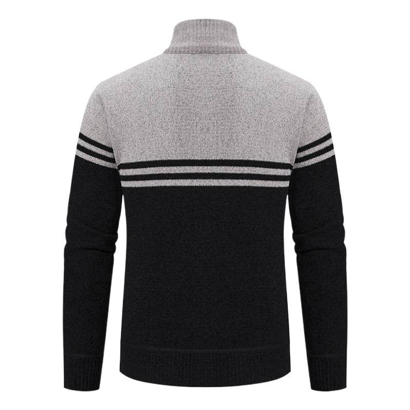Sporty and trendy knitted jacket for men with zipper and contrasting stripes Lune London