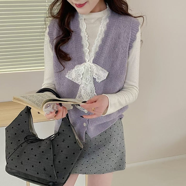 Gilet Tricot Élegant pour Femmes avec Détails Volants Chic & Stil