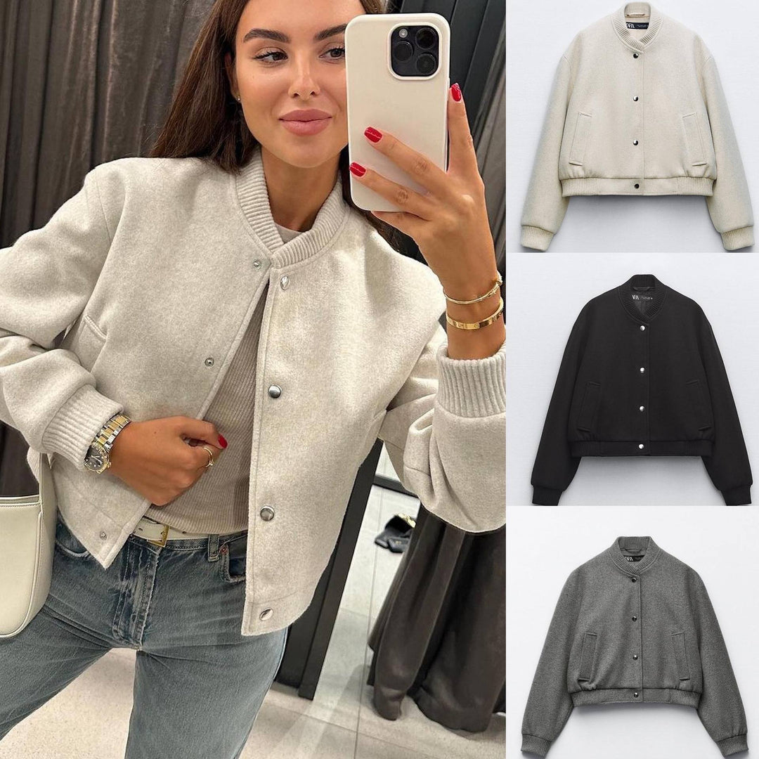 Casual bomber jacket for women in high-quality wool blend Lune London