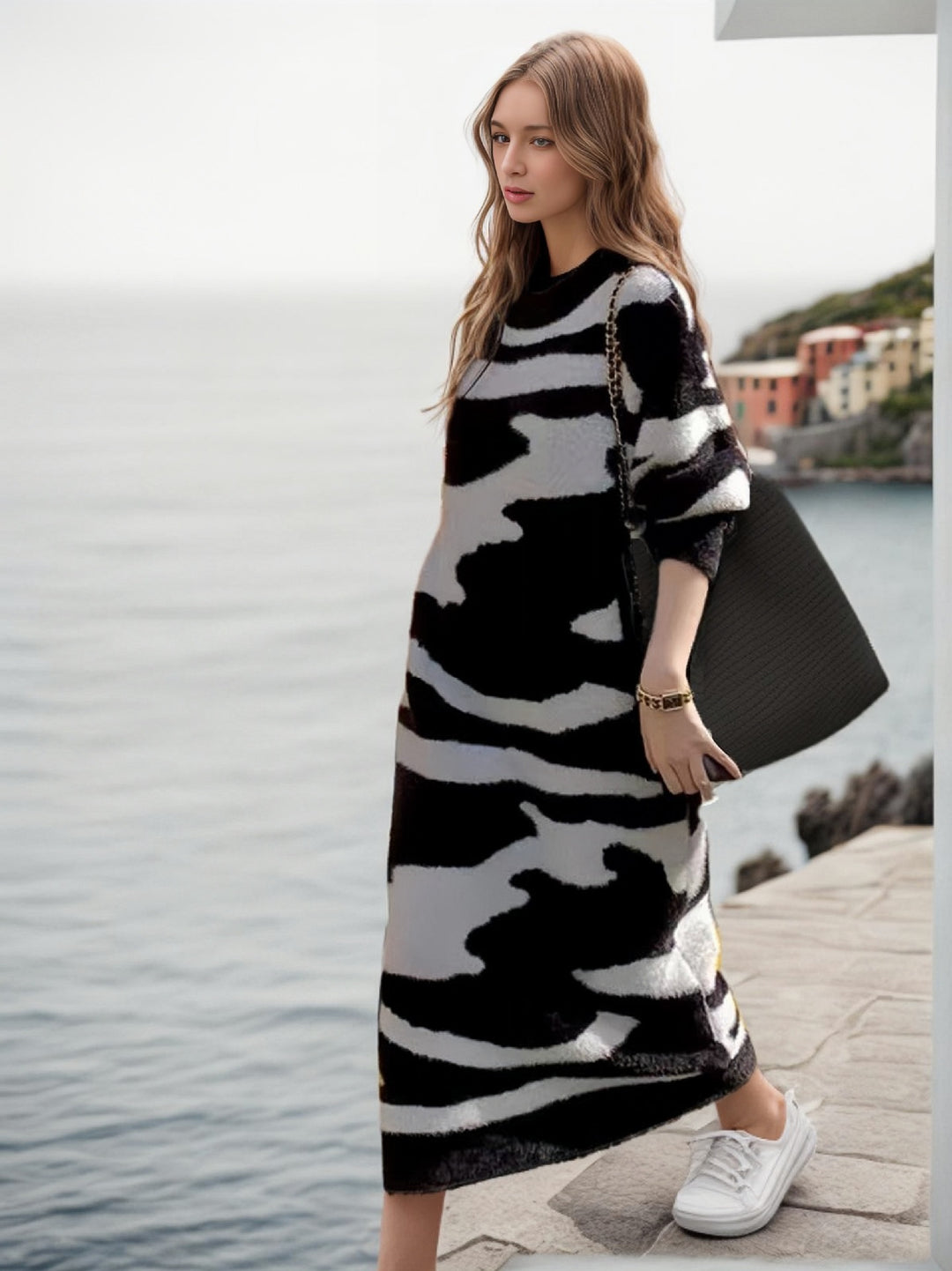 Women chunky knit sweater with graphic pattern Lune London