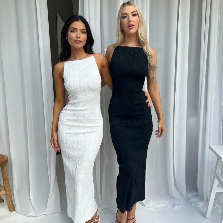 Elegant maxi dress for women with structured surface Lune London