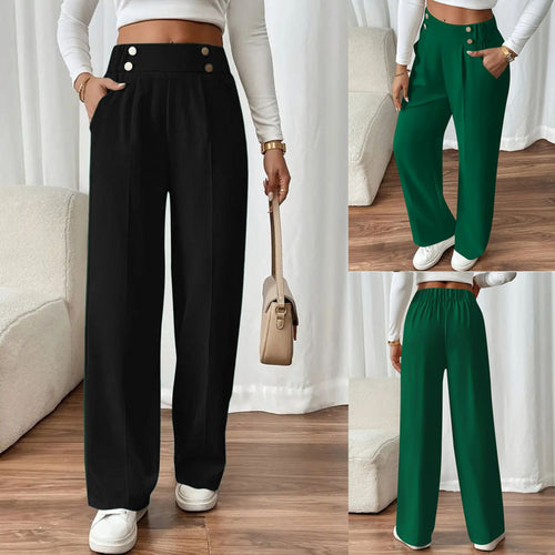 High-waisted wide-leg pants for women with stylish button details Amarae