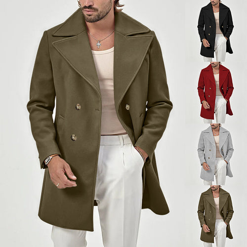 Elegant double-breasted men's coat with deep collar Amarae