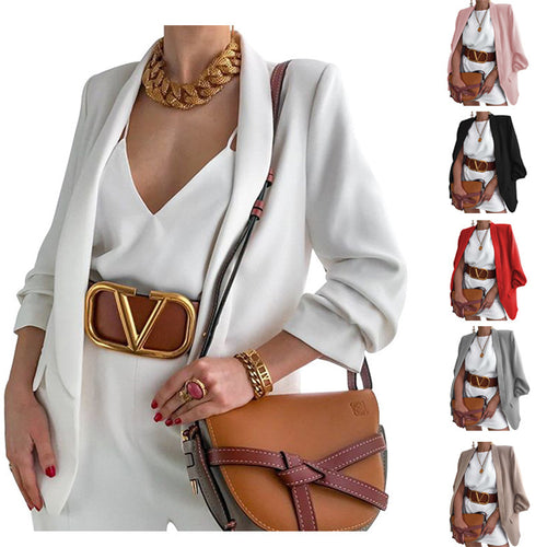 Women's oversized blazer with open cut and chic elegant details