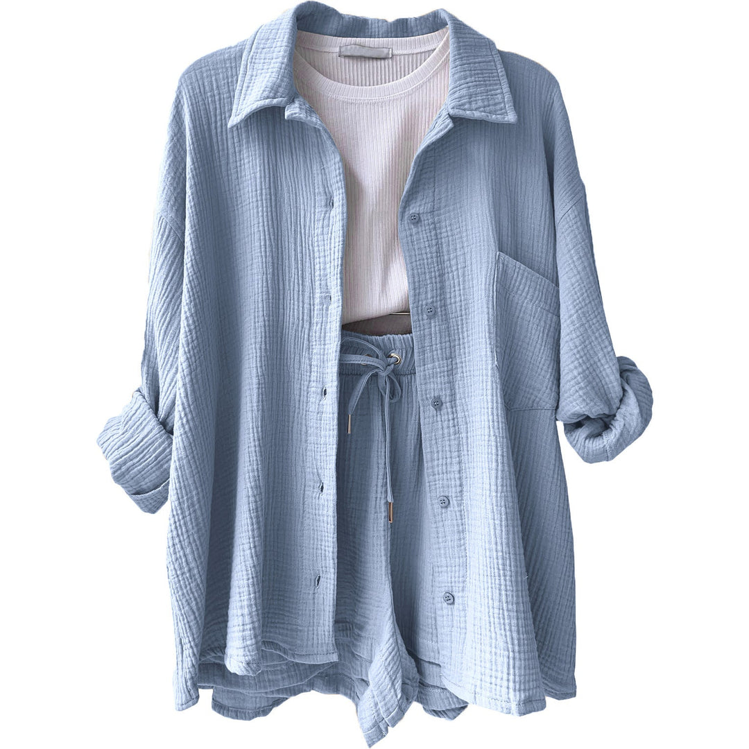 Women Casual Comfort Set Made of Shorts and Oversized Shirt Lune London