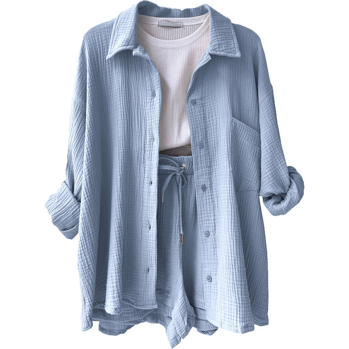Women Casual Comfort Set Made of Shorts and Oversized Shirt Lune London