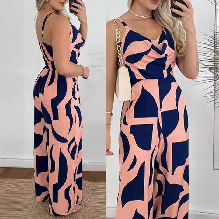 Ladies Fluid Jumpsuit with Floral Print Lune London