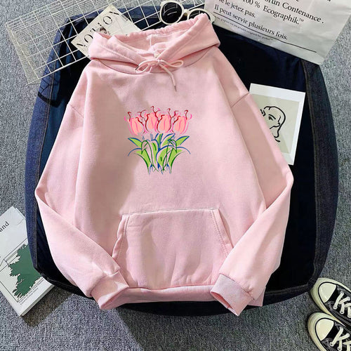 Women's hoodie with floral tulip motif Chic & Stil