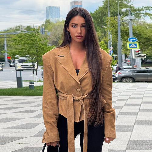 Ladies Velvet Jacket with Waist Belt Amarae