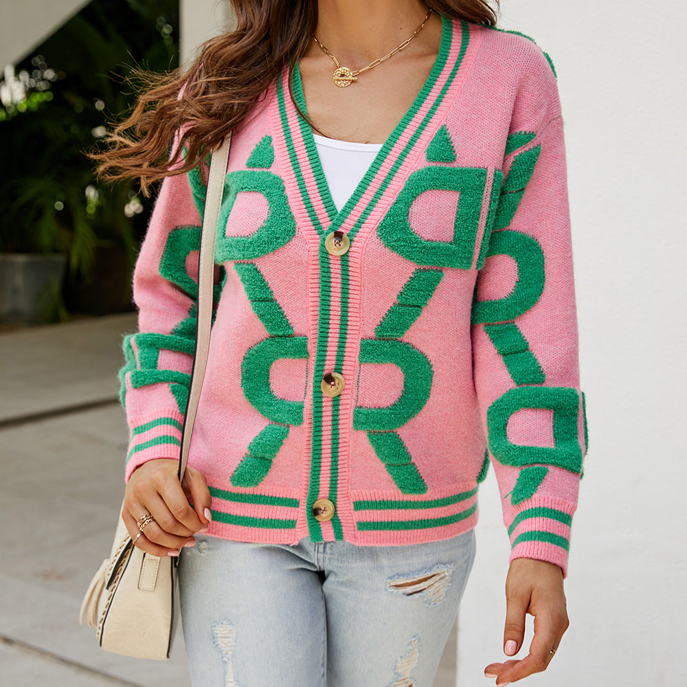 Women's vest with geometric pattern and modern V-neck Lune London