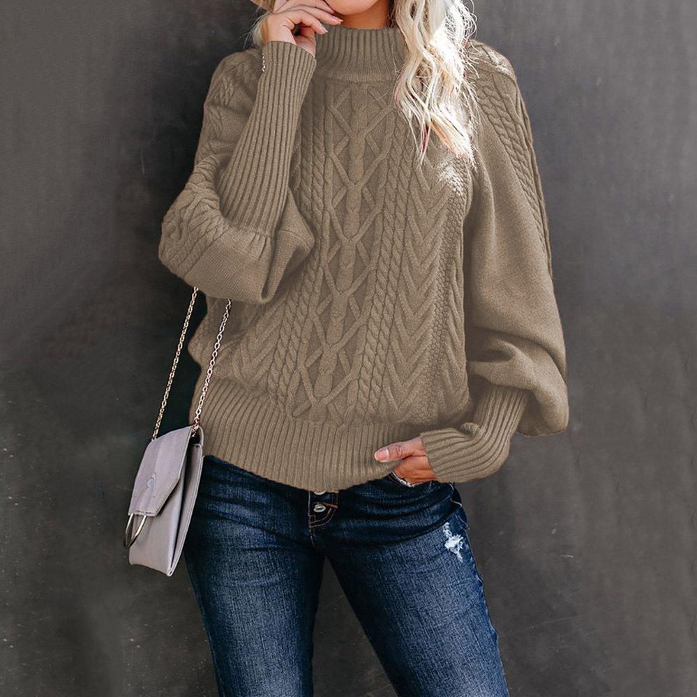 Knit sweater for women with high collar and textured design Lune London