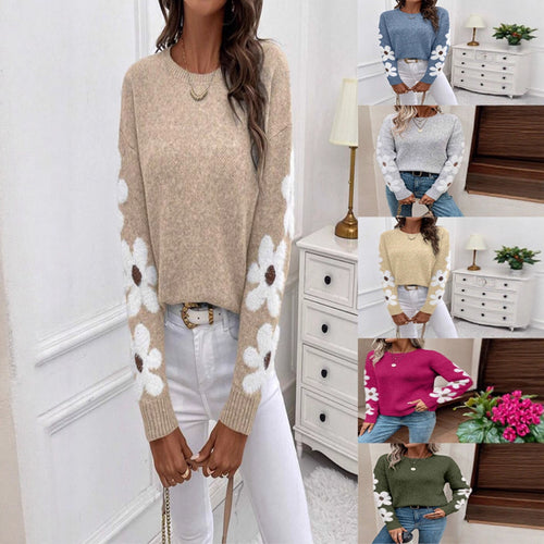 Pull féminin avec motif floral et jersey texturé Chic & Stil