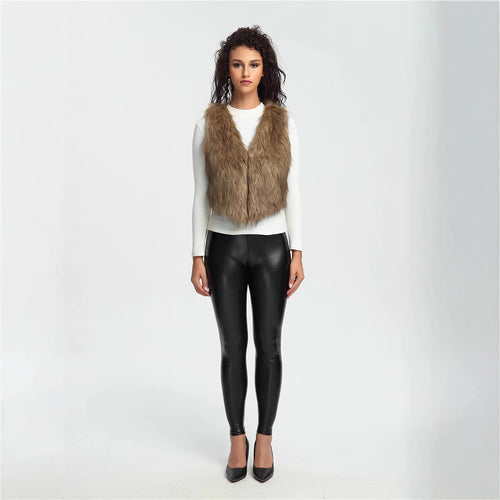 Ladies Soft Faux Fur Jacket with Asymmetric Cut Amarae