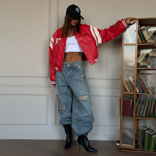Women's sporty varsity jacket with a relaxed fit and modern application Amarae