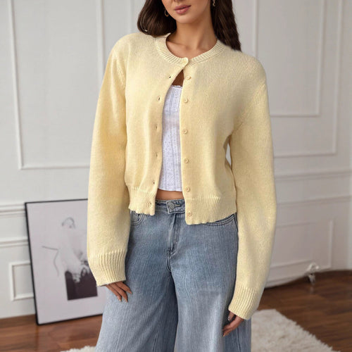 Women's knitted jacket with button detail and relaxed fit Amarae