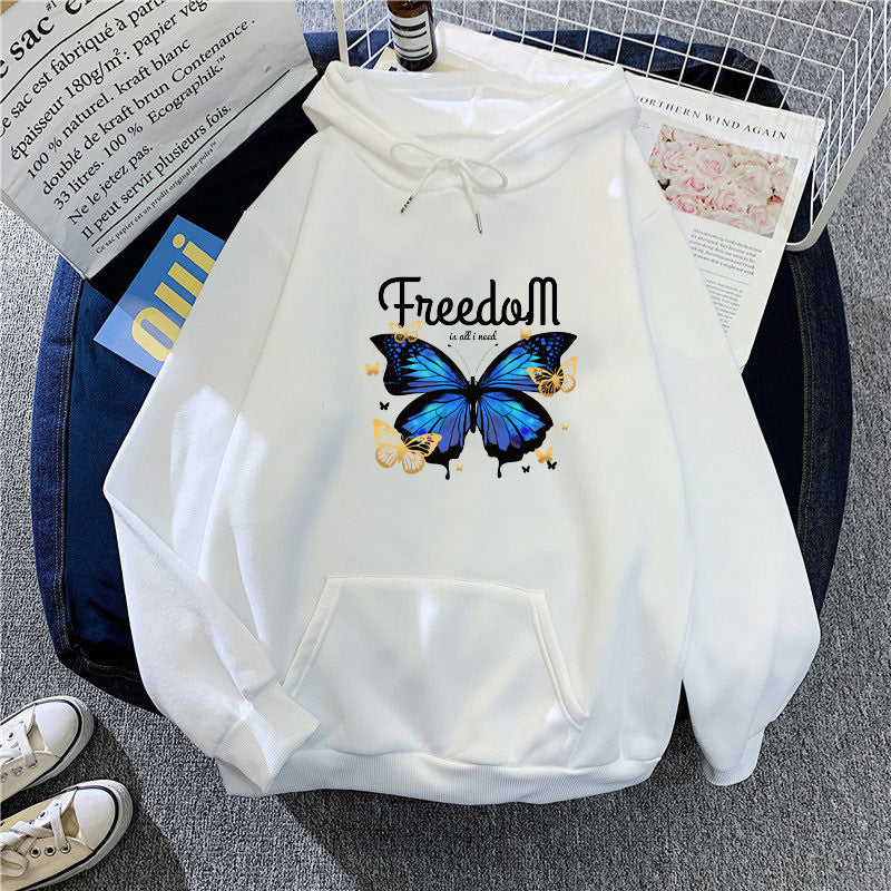 Ladies hooded sweatshirt with artistic butterfly design Chic & Stil