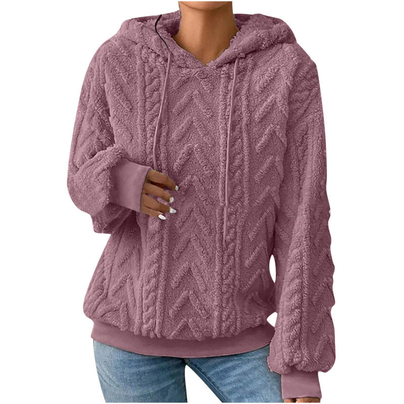 Women's fluffy hoodie with cable-knit pattern and oversized cut Amarae