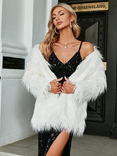 Ladies extravagant faux fur coat with fluffy texture Amarae