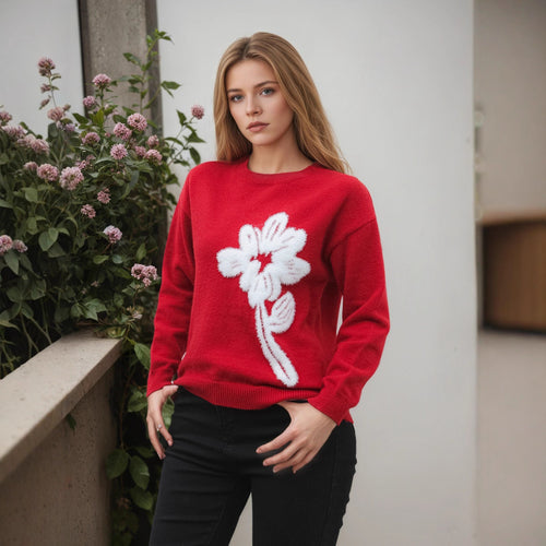Women's sweater with 3D floral pattern Amarae