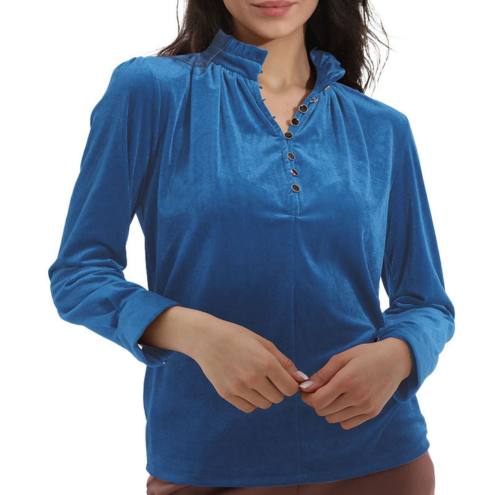 Women Elegant top with ruffle details and button fastening Lune London