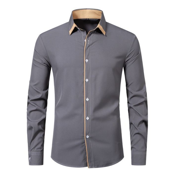 Men's long sleeve shirt with modern contrast collar and comfortable fit Lune London