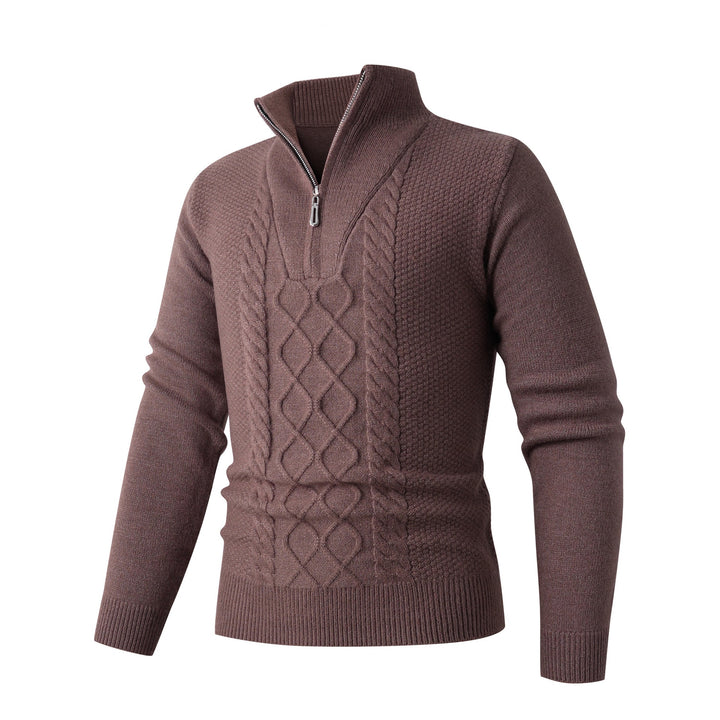 Men's Elegant Knit Sweater with High Collar and Zip Lune London