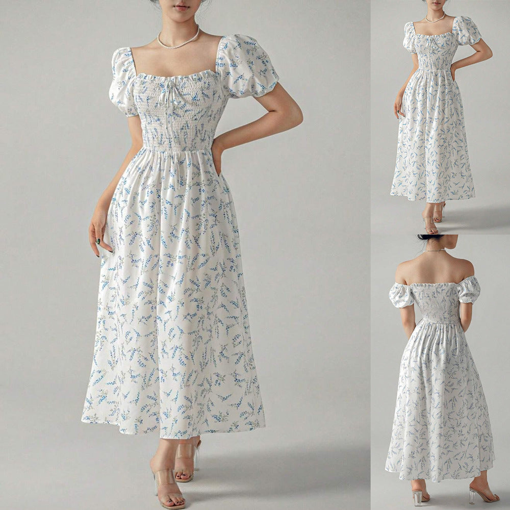 Ladies Flowers Puff Sleeves Maxi Dress Lune London
