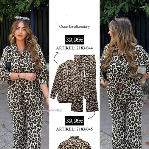 Pantalons larges en lin pour femmes avec imprimé léopard tendance Chic & Stil