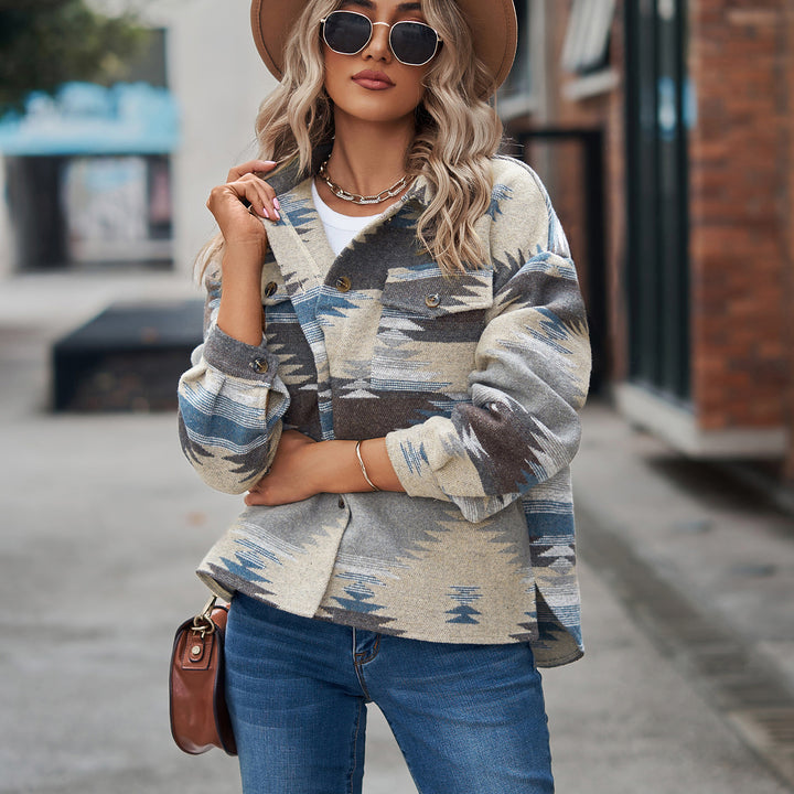 Summer shirt for women in high-quality wool blend with a trendy pattern and practical pockets Amarae