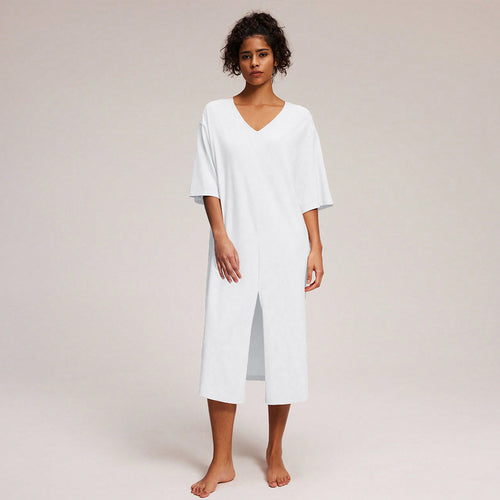 Robe midi décontractée pour femme avec décolleté en V profond et fente latérale Chic & Stil