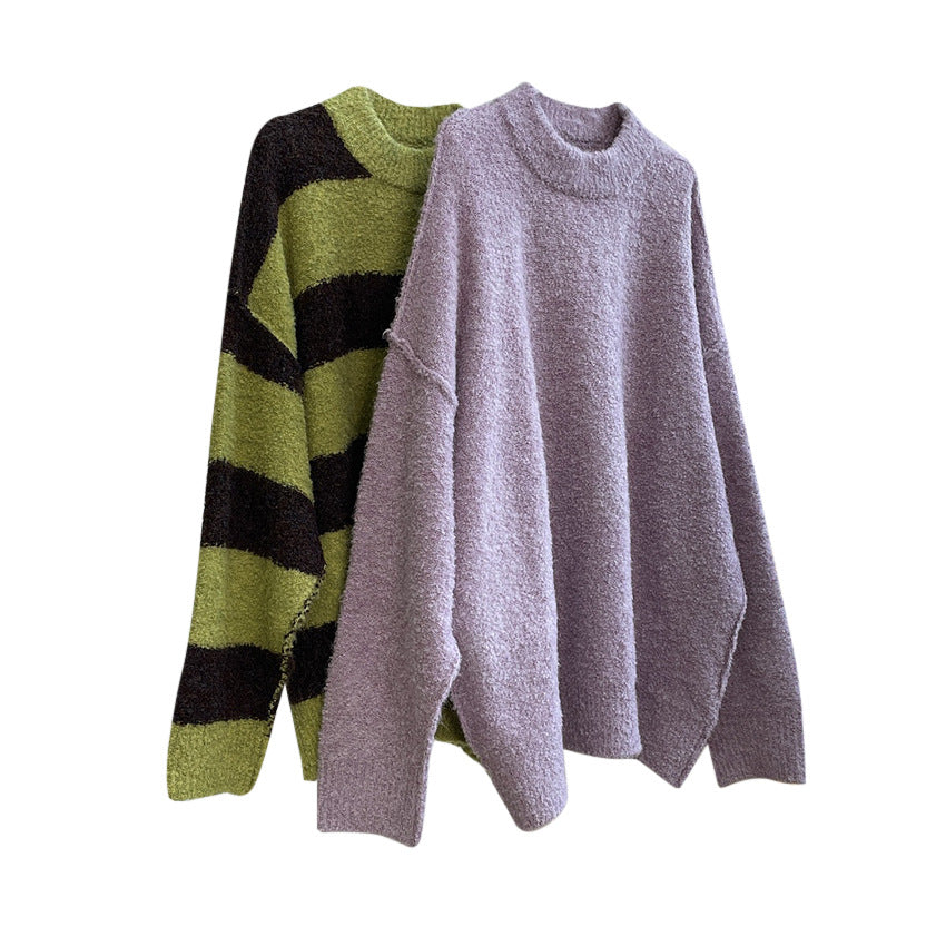 Women Cozy Oversized Knit Dress with Boucle Structure and Round Neckline Amarae
