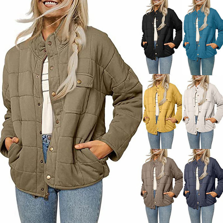 Quilted jacket for women with decorative button Lune London