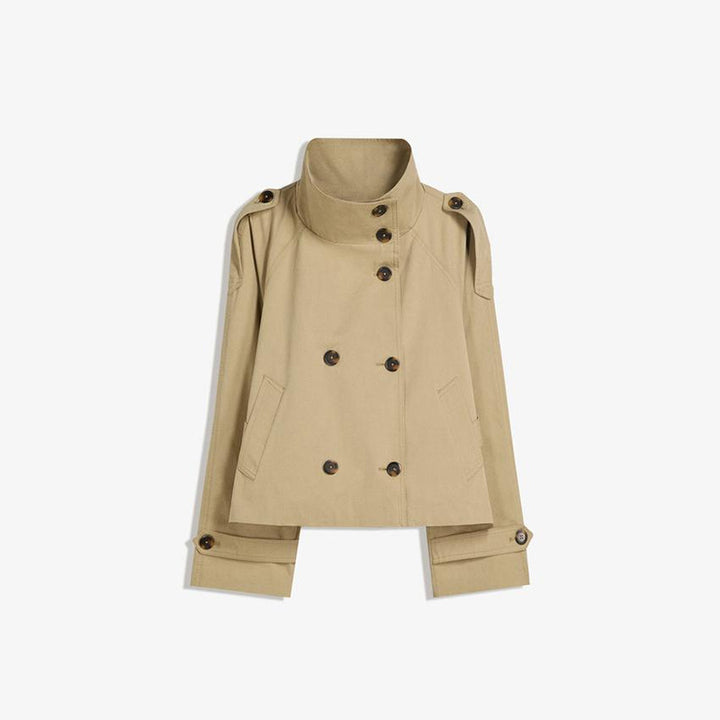 Trendy women's trench coat with waist belt and high collar Lune London