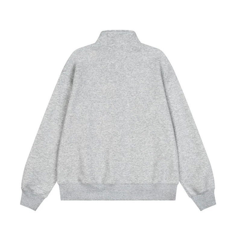Men's Military-Inspired Sweat Jacket with Stand-Up Collar and Decorative Button Plackets Amarae