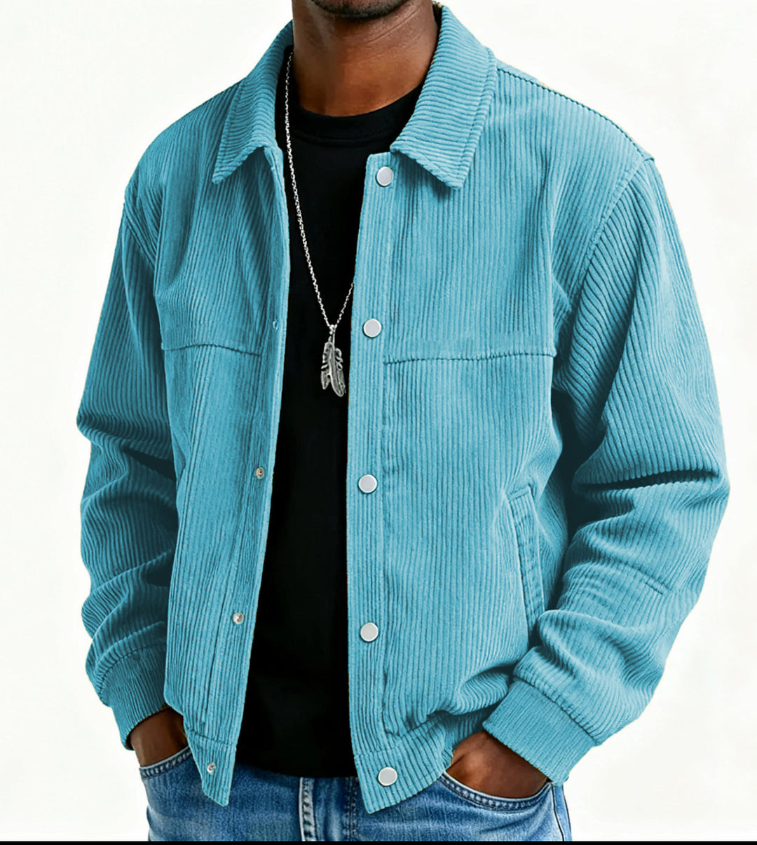 Men's cord jacket with pockets and quilted design Lune London
