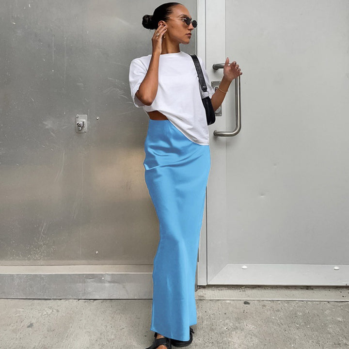 Chic Long Floor-Length Satin Maxi Skirt for Women and Style