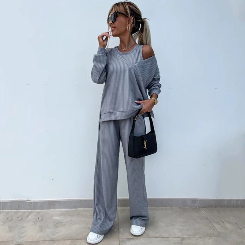 Casual knitted set for women with off-shoulder top from Lune London