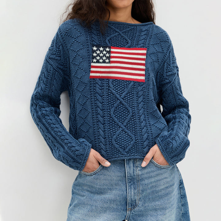 Knit sweater for women with American flag design Lune London