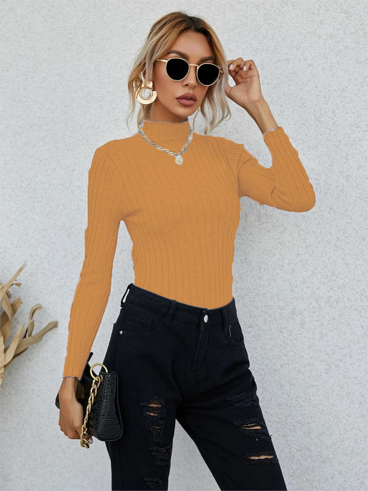 Ladies elegant ribbed sweater with high collar Lune London