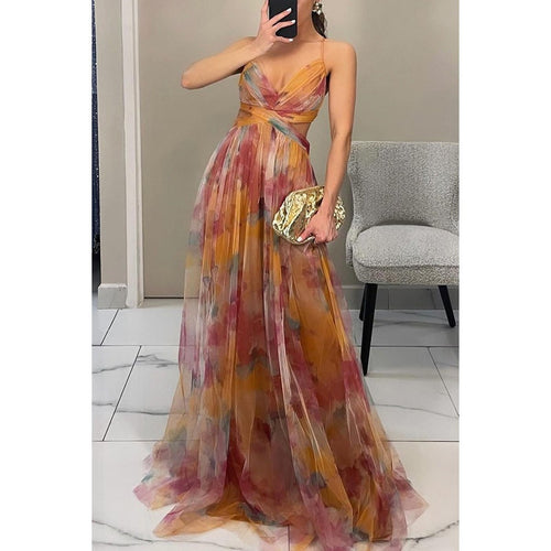 Elegant Women's Maxi Dress with refined cut-out details and a fluid design Amarae