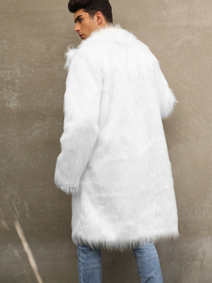 Luxurious faux fur coat for men with an elegant cut and a deep collar Lune London